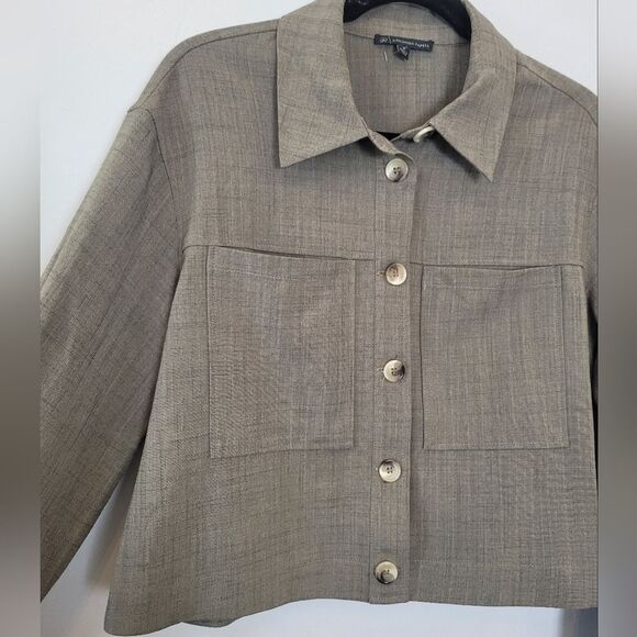 Adrianna Papell Cropped Jacket Blouse Shirt Boxy Utility Gorpcore Grunge Medium - Picture 7 of 10